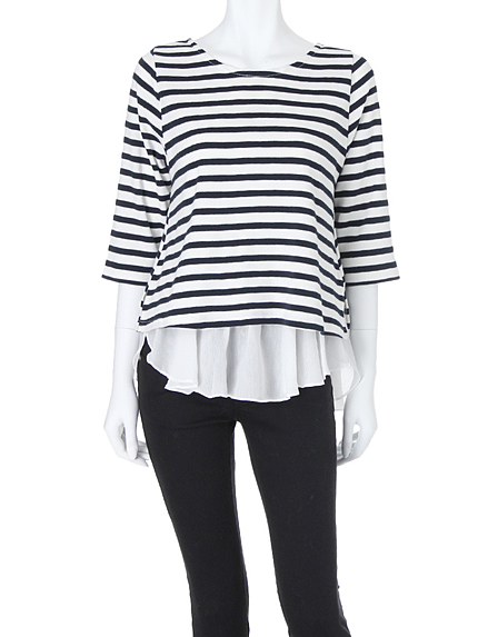 【BIJ】 ボーダーフライスカットソー