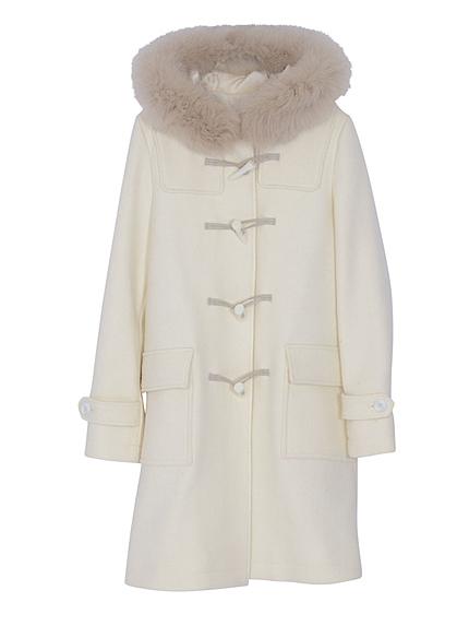 【DUO】 ファー付ロングダッフルコート（オフ）