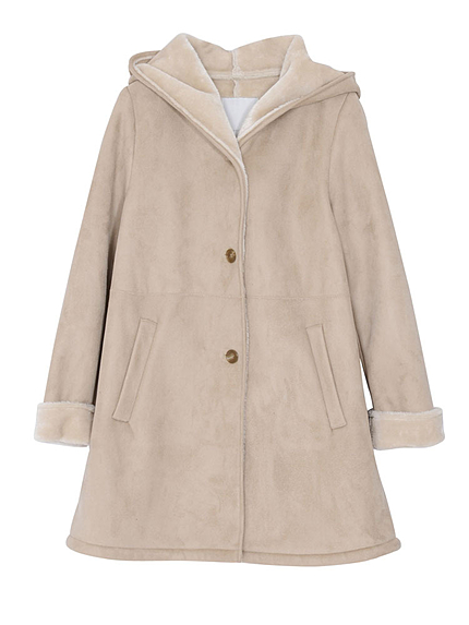 【DUO】 フード付フェイクムートンコート