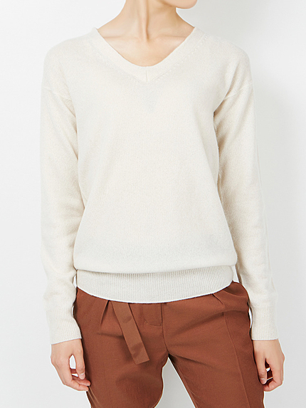 カシミヤＶネックニット/2015秋最新作