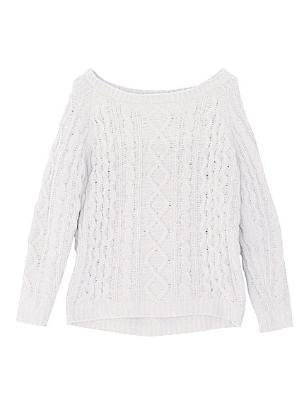 ケーブルオフショルニット