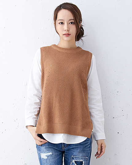 【non-no10月号新木優子さん着用】フェイクシャツニット/ベスト