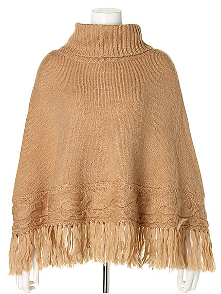 フリンジ付ポンチョ