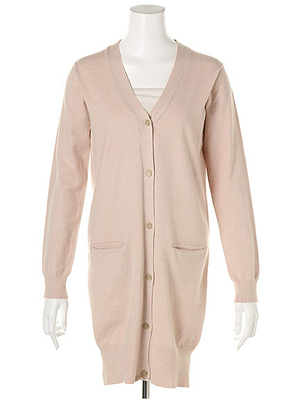 レーヨン混Vネックロングカーデ