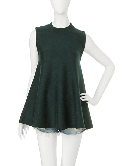 【W】Ｗフェイスハイネックフレアニット