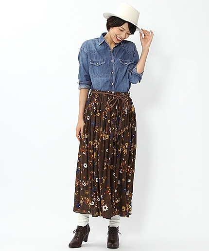 70'Sフラワーマキシスカート