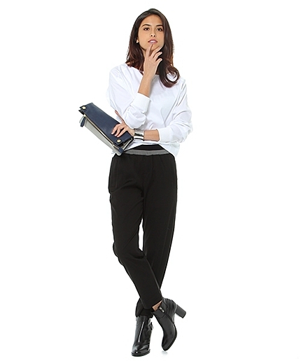 ウエスト配色リブパンツ