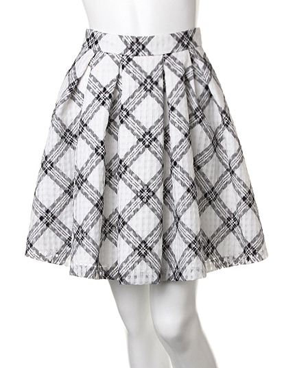 【秋の新作】シアーチェック柄タックフレア／スカート