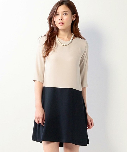 <closet story> Vネック キリカエ フレア ワンピース #