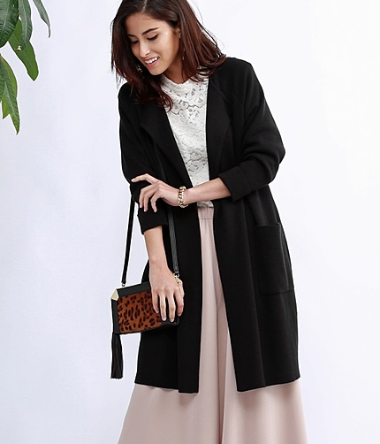 ミラノリブノーカラーゆるコーディガン