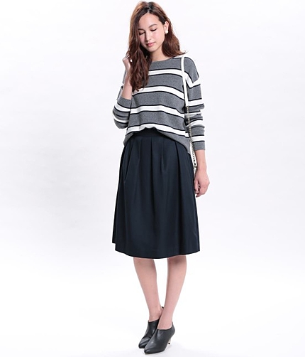 【店舗限定】【着丈が選べる】タックフレアースカート