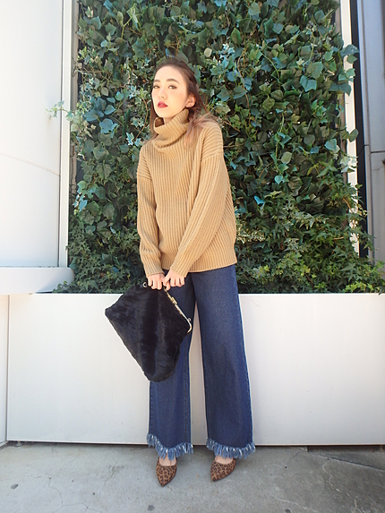 フリンジデニムワイドPT