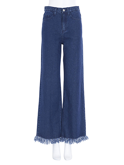 フリンジデニムワイドPT