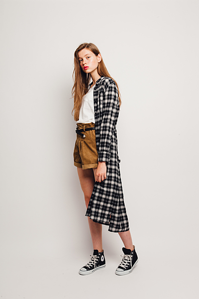 チェックロングシャツ