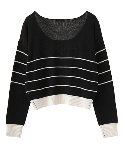 ボーダールーズフロントカーブニット