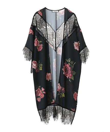 BIGフラワー柄着物スリーブ