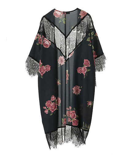 BIGフラワー柄着物スリーブ