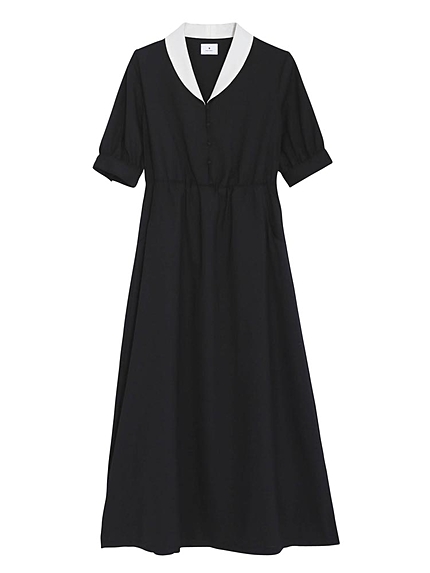 配色ジョーゼットシャツワンピース