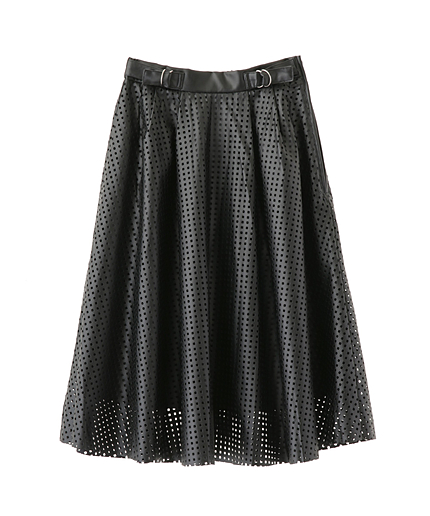 パンチングフェイクレザースカート