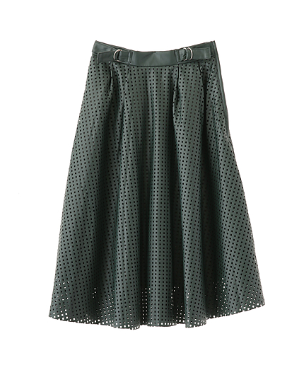 パンチングフェイクレザースカート