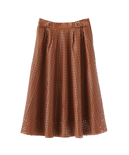 パンチングフェイクレザースカート