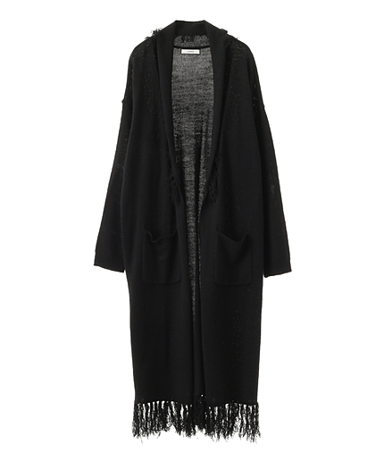 フリンジプレーンロングカーデ