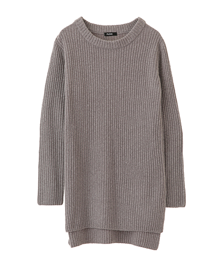 リブニットスリットトップス