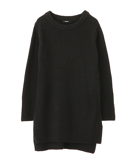 リブニットスリットトップス