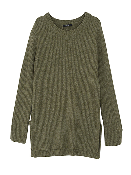 リブニットスリットトップス