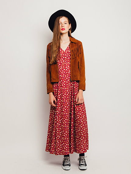 オリジナルレトロフラワー柄マキシOP