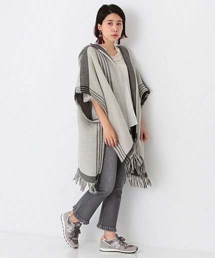 ウールビッグチェックポンチョ/ AEBC W BIG CHK  ポンチョ☆