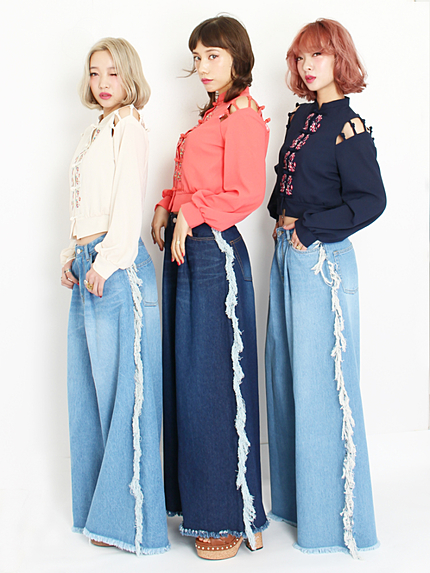 【仲里依紗コラボ】フリンジデニムパンツ