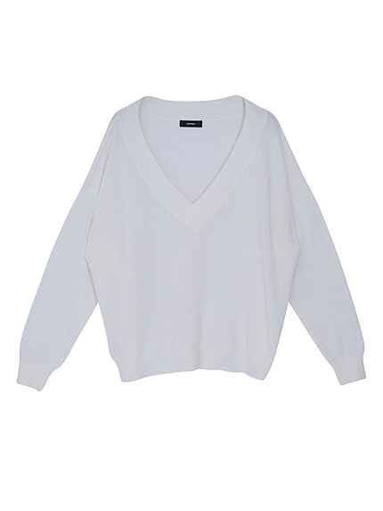 WIDE Vネックニットトップス