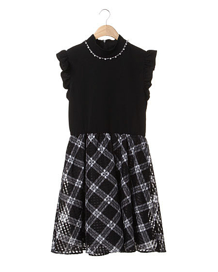 【non-no10月号新木優子さん着用】シアーチェックSKドッキング／ワンピース