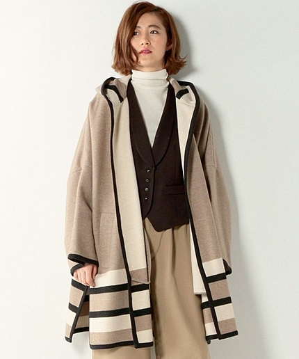 ◇UGMM パネルボーダー ポンチョコート