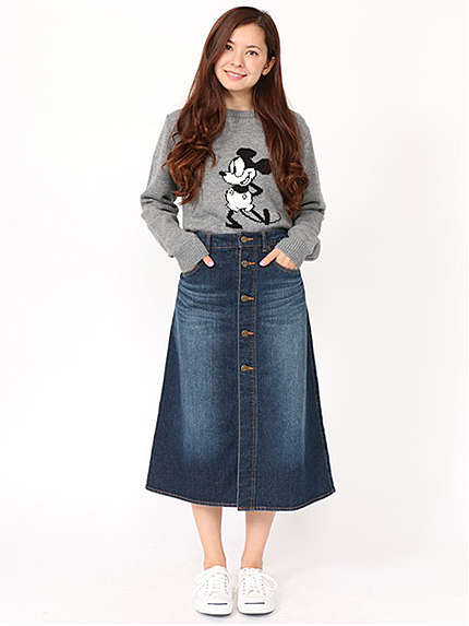 前開きデニムスカート