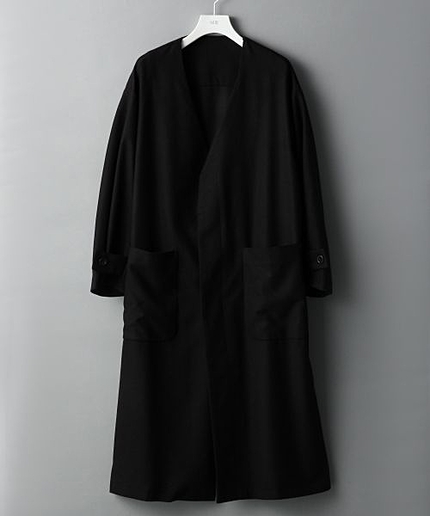 【LADIES】ノーカラーガウンコート