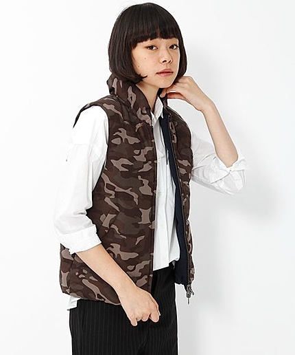 ダウン混リバーシブルベスト