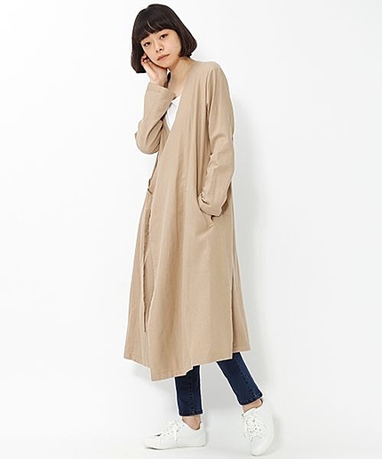 綿麻先染めVラップワンピース
