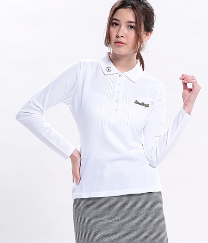 綿カノコ長袖ポロシャツ