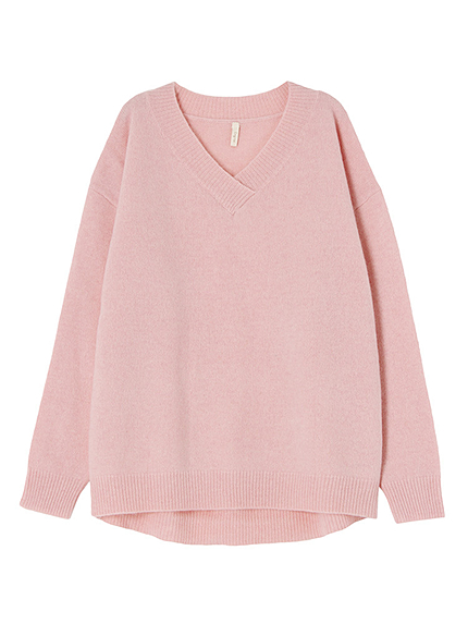 Vネックルーズニット