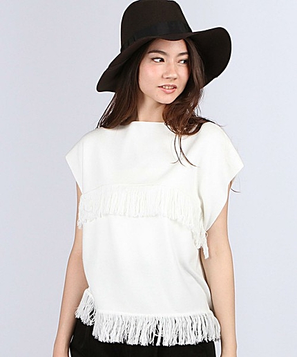 ENR フリンジノースリーブニット