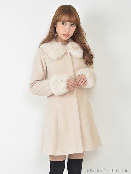 ファー付Ａラインコート