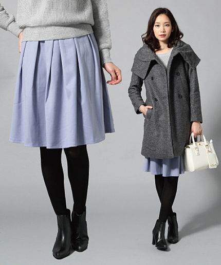 【Sサイズ展開アイテム】タックフレアヒザスカート