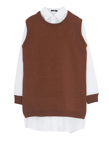 【CASUAL】ニットレイヤードワンピース