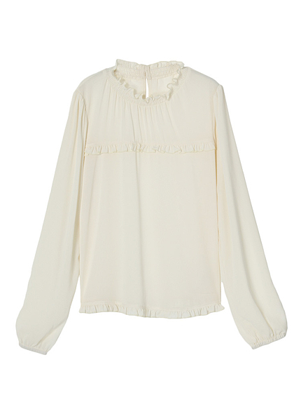 シフォンギャザーフリルブラウス