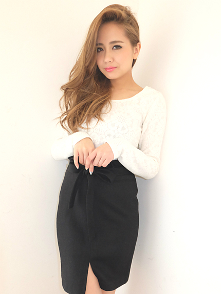 起毛レースロンT