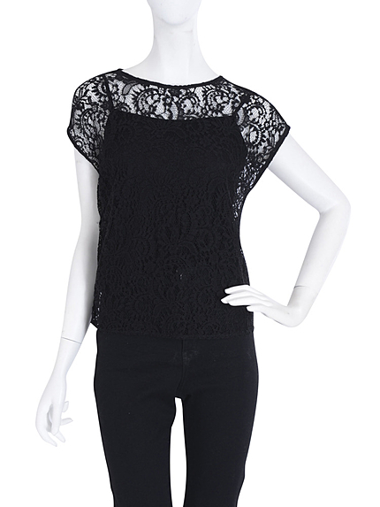 Ladyレースショートスリーブトップス