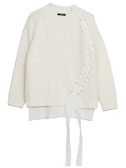 【CASUAL】レースアップケーブルニット