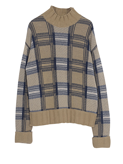 【CASUAL】チェックニットタートル